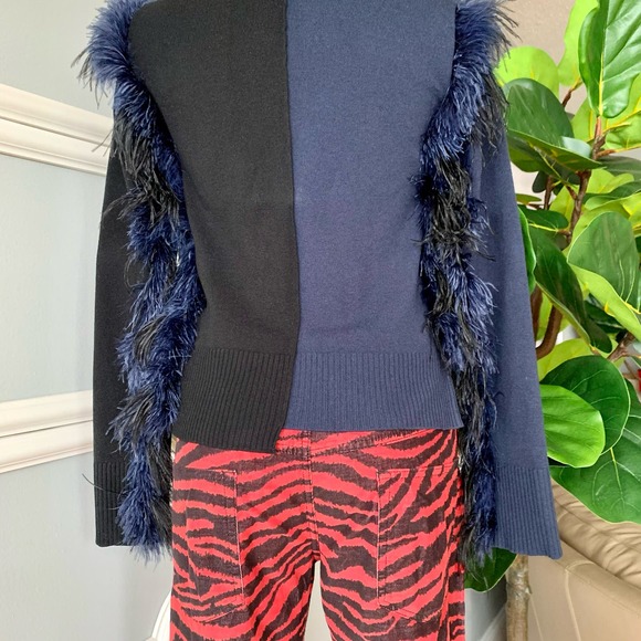 Cédric Charlier Two Tone Runway Sweater with Feather Trim Size 12 - Picture 10 of 14